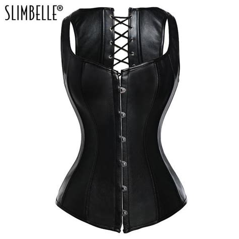 Women Steampunk Spiral Steel Boned Vintage Overbust Corset Tops Bustier Leather Gothic Waist