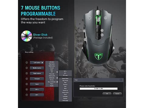 Pictek Gaming Mouse Wired 7200 Dpi Programmable Breathing Light