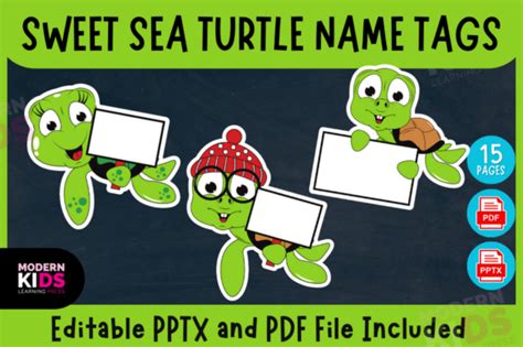Sweet Sea Turtle Name Tags Pptx Pdf Graphic By Ovi S Publishing