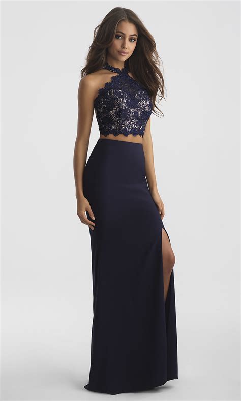 Lace Top Long Two Piece Prom Dress Promgirl