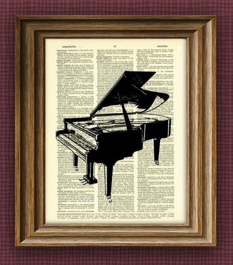 Beautiful Grand Piano Over Vintage Dictionary Page Book Art Print