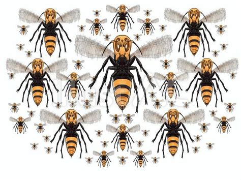 スズメバチもしくは巨大蜂の魔物の大群イラスト No 22222610｜無料イラスト・フリー素材なら「イラストac」