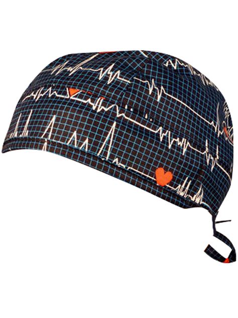 Surgical Scrub Cap Ekg Heartbeat With Sweatband Made In The Usa Doctor