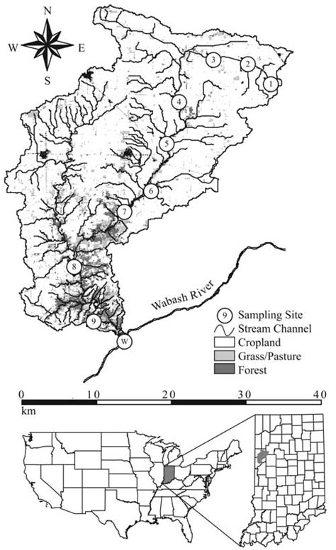 Location Map Of Big Pine Creek Watershed With Sampling Locations And