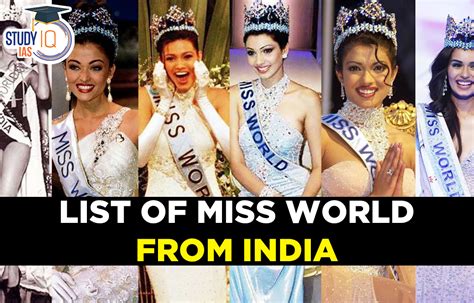 List of Miss World from India (1951-2023), Winners List