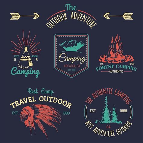 Conjunto Vectorial De Logotipos De Camping Emblemas O Insignias De