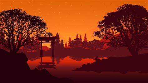 Maybe you would like to learn more about one of these? Wallpaper torii, landscape, lake, trees, art hd, picture ...