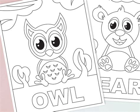 Printable Woodland Animals Coloring Pages For Kids Forest Etsy