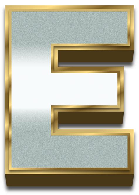 3d Gold Silver Gradient Alphabet Letter E 34097684 Png