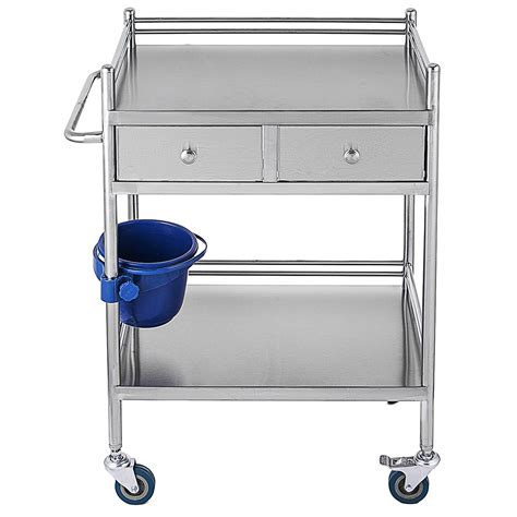 Stainless Steel Portable Dental Lab Medical Cart Trolley W Drawer