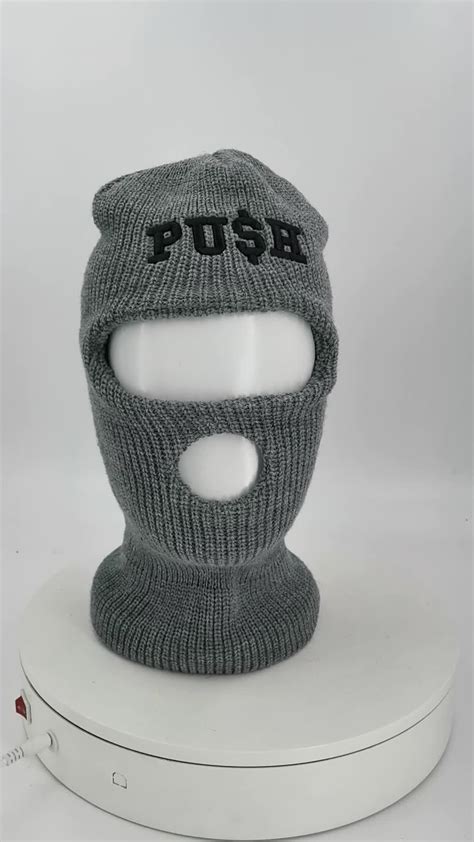 Custom Knitted Ski Mask With Embroidery Logo3 Hole Winter Ski Mask