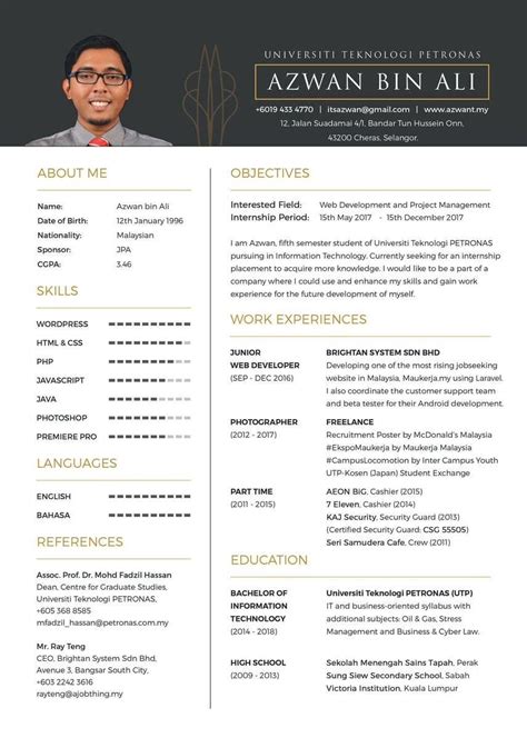 Ternyata ada beberapa poin yang perlu kamu pahami dalam membuatnya. Contoh Resume Lengkap | Resume design template free