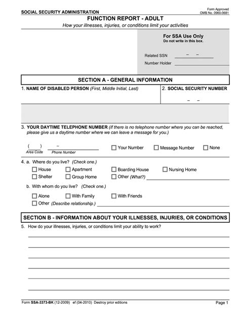 Form Ssa 3373 Bk 12 2009 Ef 12 2009 Fill And Sign Printable Template