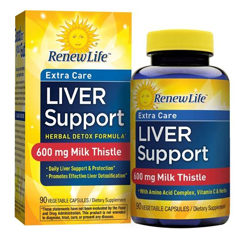 Renew Life Extra Care Liver Support Herbal Detox Formula 90 Vegetable