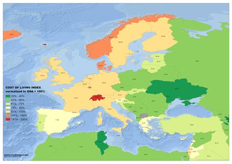 Cost Of Living Index In Europe Map World Map Cost Of Living