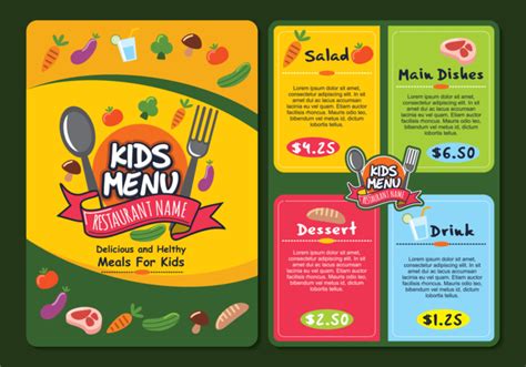 Cute Colorful Kids Menu Template 114724 Vector Art At Vecteezy