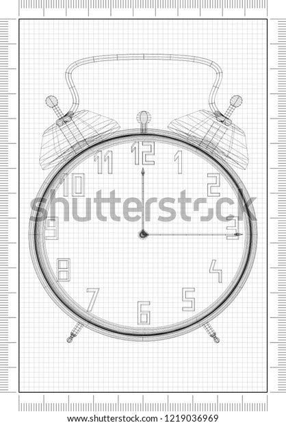 Classic Alarm Clock Blueprint Stock Illustration 1219036969 Shutterstock
