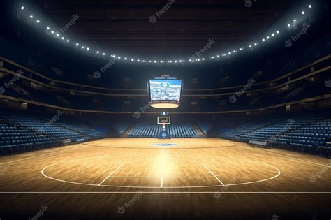 Premium Ai Image Vast Empty Professional Basketball Arena Ready For