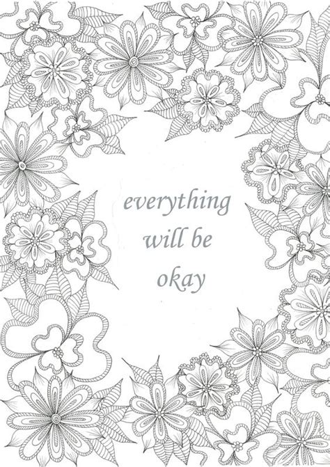 Get The Coloring Page Everything Will Be Okay Free Printable Adult