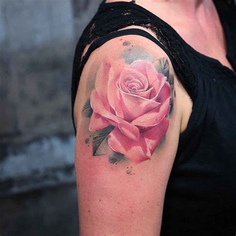 Pink Rose Tattoo On Shoulder Best Tattoo Ideas Gallery