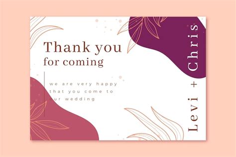 Free Vector Thank You For Coming To Our Wedding Card Template