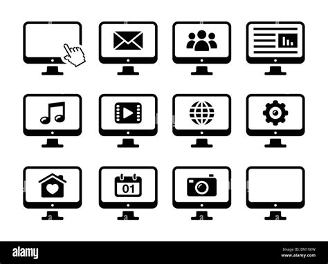 Computer Screen Black Icons Set Stock Vector Image And Art Alamy