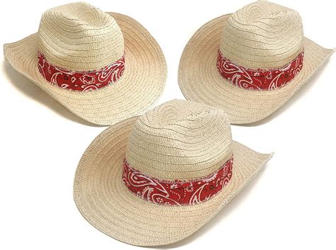 Buy 12 Piece Western Cowboy Hats With Red Bandana Bulk Adult Western