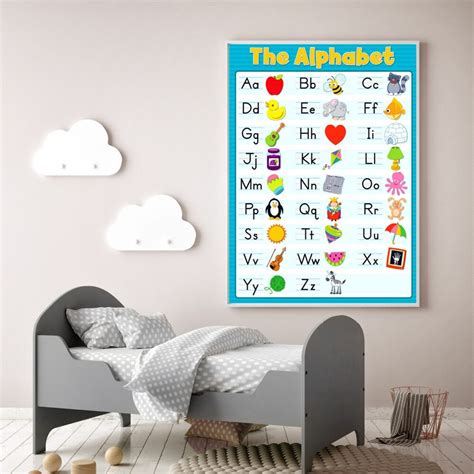 Nursery Cartoon Alphabet Canvas Art Print Painting Poster