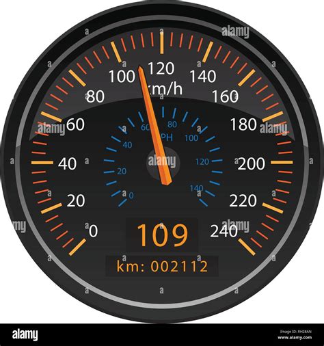 Kmh Kilometers Per Hour Speedometer Odometer Automotive Dashboard Gauge Vector Illustration