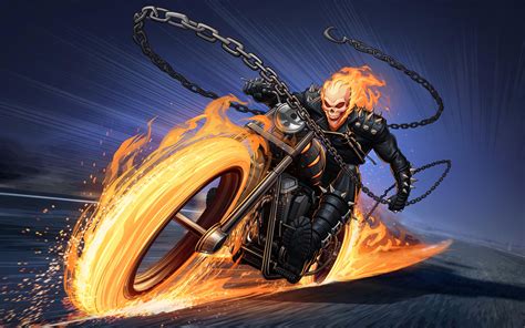 Download Chain Fire Bike Comic Ghost Rider Hd Wallpaper