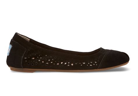 Toms Black Moroccan Cutout Suede Womens Ballet Flats Lyst