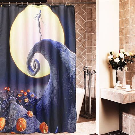 Halloween Nightmare Moon Skull Polyester Shower Curtain