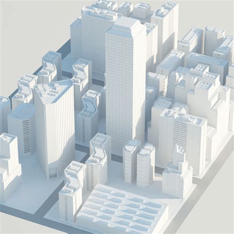 3d Model Of City Simple Cityscape For Download Polygoncity