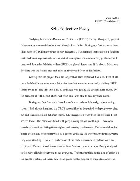 But, delving into your thoughts and experiences is harder than you might think. 013 English Reflective Essay Example Awesome Self ...