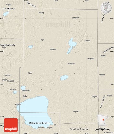 Shaded Relief Map Of Aitkin County