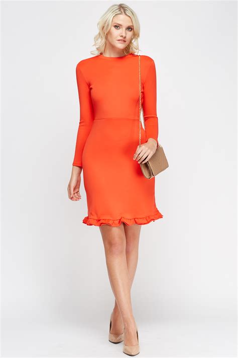 Buy Ruffle Hem Dress Midi In Stock