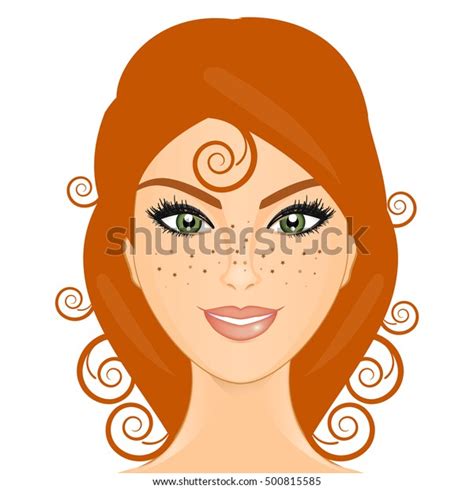 Vector Illustration Beautiful Redhead Girl Freckles Stock Vector Royalty Free 500815585