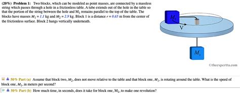 Solved Problem Two Blocks Which Can Be Modeled As Point Masses Are Connected By A Massless