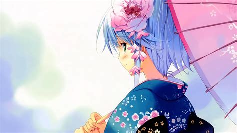 Smiling Fall Japanese Clothes Anime Girls Brunette Ken San Anime