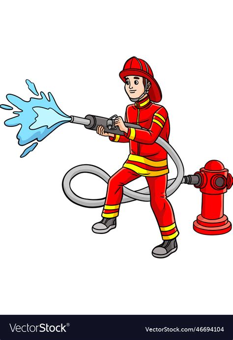 Firefighter Cartoon Colored Clipart Royalty Free Vector