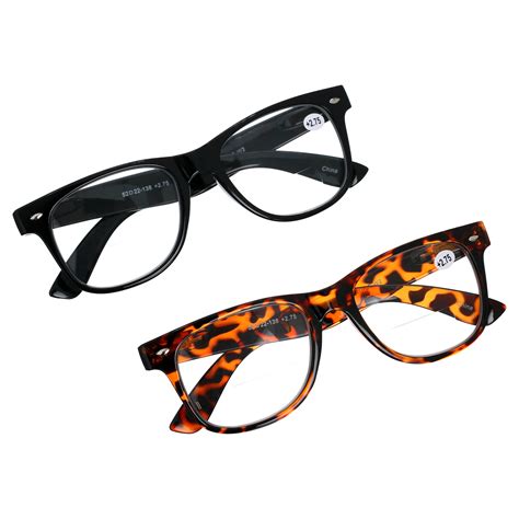 2 pairs of comfortable classic retro reading glasses bifocals spring hinge gloss black and