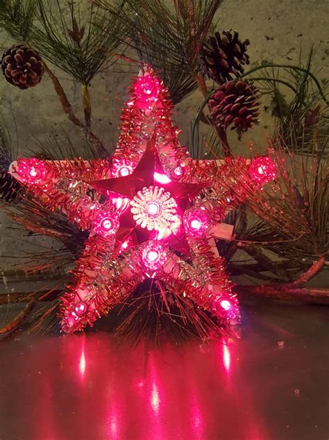 Vintage Christmas 10 Light Star Tree Topper Ornament Decoration By