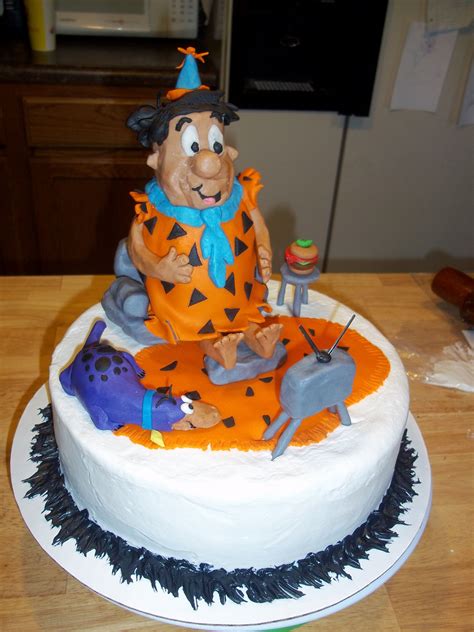 Fred Flintstone Birthday Cakefred Is Made Of Rice Krispy Treatseverything On The Cake Is