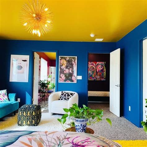 Pop Colour Designs For Your Living Room Ceiling