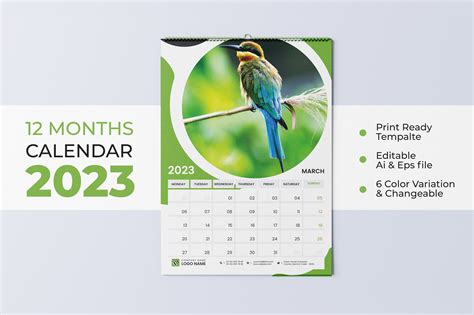 Wall Calendar 2023 Template Design Graphic By Kujurdesignhut · Creative