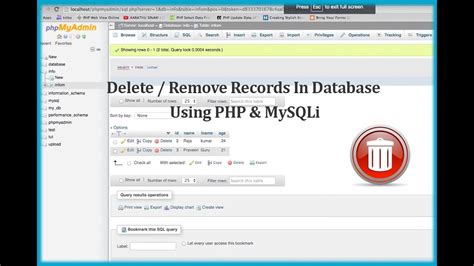 Delete Remove Records In Database Using Php And Mysqli Youtube