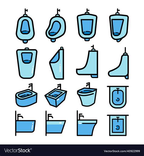 Urinal Icon Set In Simple Style Royalty Free Vector Image