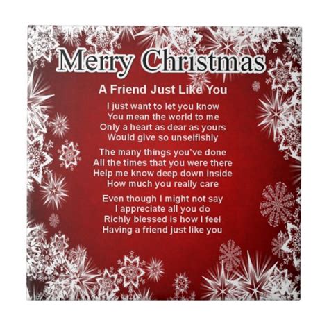 Friend Poem Christmas Design Tile