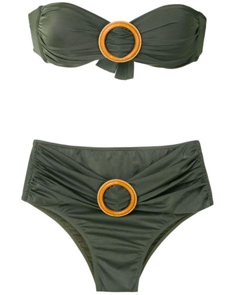 Brigitte Bardot Buckled Bandeau Bikini Set In Green Lyst