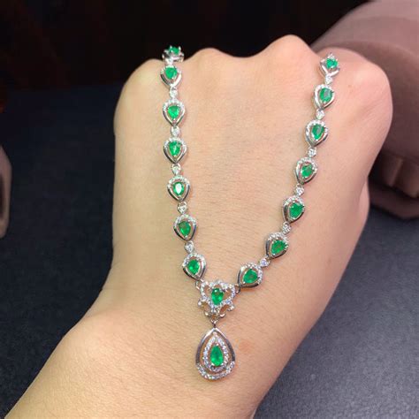 Genuine Emerald Gemstone Necklace Natural Green Raw Emerald Etsy